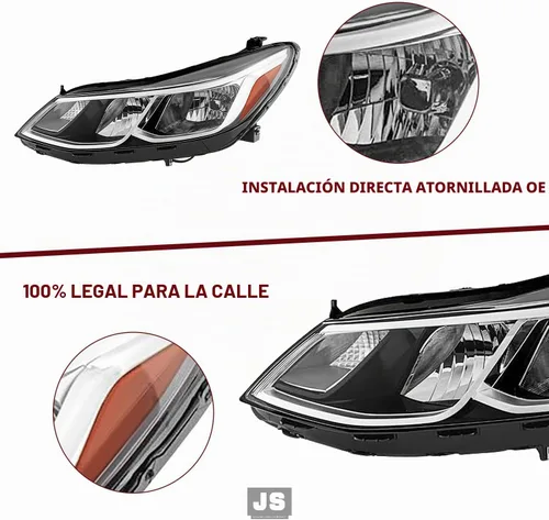 Vista 5 de JSBOYAT Compatible con el conjunto de faros delanteros Chevy Cruze 2016-2019 de repuesto, halógeno, no proyector, faro delantero estilo OE, lado