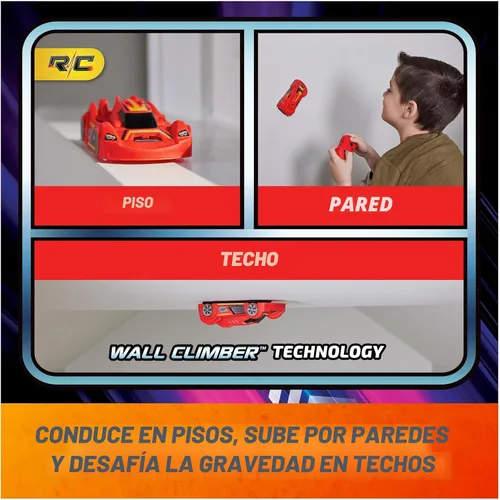 Vista 2 de Air Hogs Zero Gravity Sprint - Auto de carreras para pared, a control remoto, recargable por USB-C, para interiores, más de 4 pulgadas, juguetes