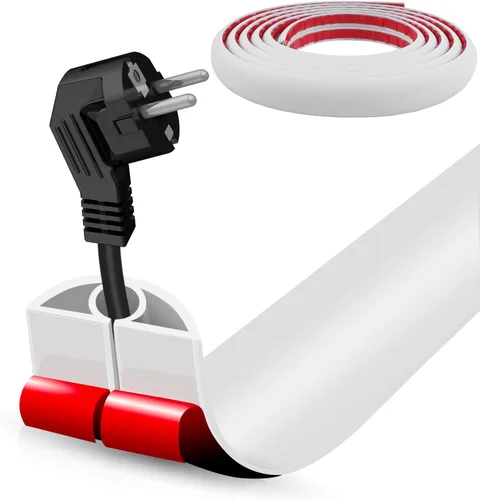Vista 29 de Cubierta autoadhesiva para cables de suelo, gestión de cables de 3.3 pies, protector de tira de extensión para cables, evita tropiezos de cables