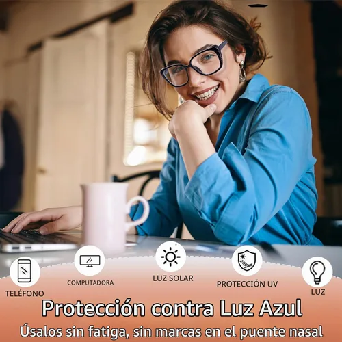 Vista 6 de BLOEXCLU Gafas de lectura para mujer, con bloqueo de luz azul, antifatiga ocular, lentes de moda, bisagra de resorte