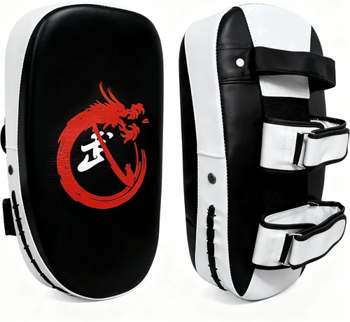 Vista 8 de Muay Thai Kick Pad, 24 pulgadas y 15 pulgadas, escudo de golpe de entrenamiento de kickboxing para artes marciales, solo almohadilla Rojo