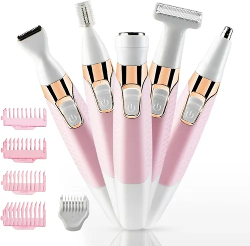 Vista 4 de Maquinillas de afeitar eléctricas para mujeres, removedor de vello facial para mujeres, cara, cejas, nariz, piernas, púbico, bikini, recortador