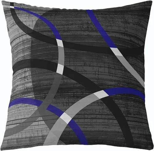 Vista 38 de Funda de almohada moderna con estampado de líneas geométricas de doble cara de 16 x 16 pulgadas, funda de almohada cuadrada suave con remolinos