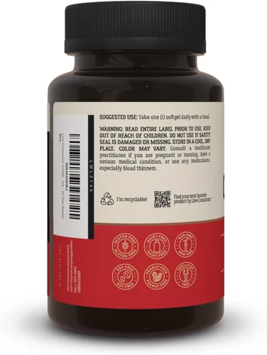 Vista 4 de Live Conscious CoQWell - CoQ10 Apoyo para la salud cardíaca, cerebral y vascular, coenzima Q10 ubiquinona - 60 cápsulas blandas - Suministro para 60