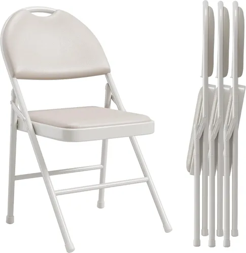 Vista 7 de GAOMON Paquete de 4 sillas plegables para tarjetas, cojín acolchado de poliuretano grueso, patas de metal y almohadillas antideslizantes, asiento