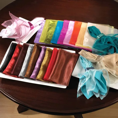 Vista 3 de Fennco Styles Sorbet Collection - Servilletas de tela de organza de 20 x 20 pulgadas, juego de 12 servilletas negras para bodas, banquetes, eventos