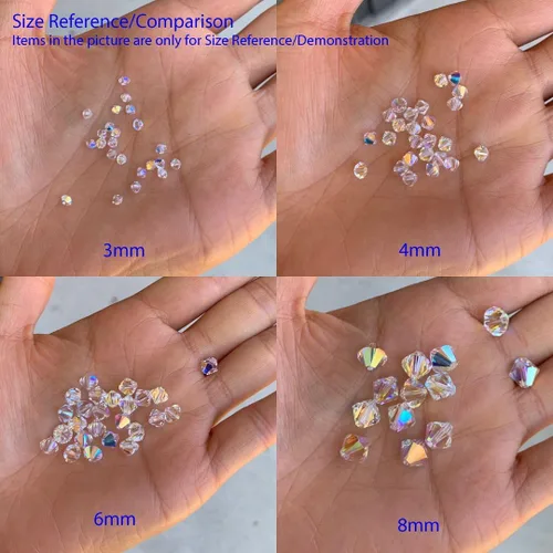 Vista 4 de Adabele - 200 cuentas de cristal bicono sueltas y facetadas pequeñas de 0.16 pulgadas, color ámbar, compatibles con cristales de Swarovski 5301/5328