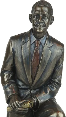Vista 6 de Figura de 8 pulgadas sentado Presidente Barak Obama tono bronce bruñido