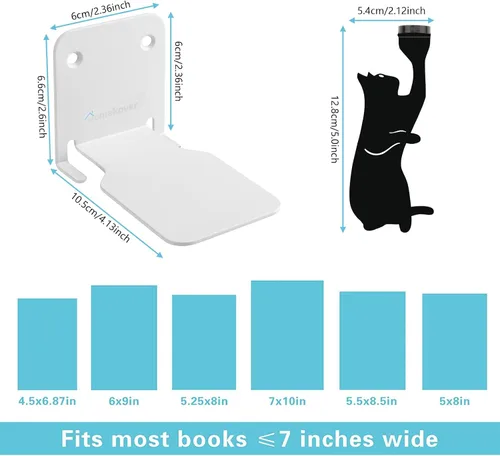 Vista 3 de Estanterías flotantes invisibles con decoración magnética para gatos, organizadores de libros de alta resistencia, estantería montada en la pared