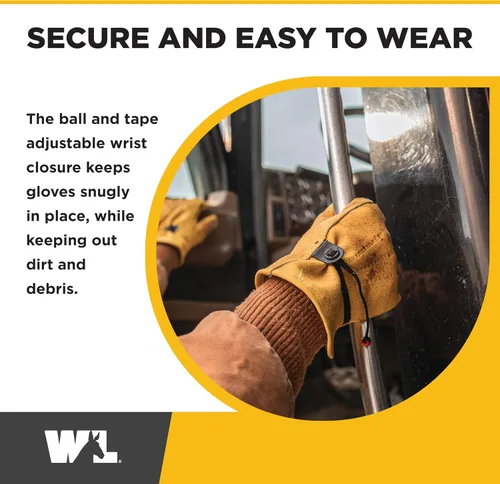 Vista 4 de Wells Lamont Work Gloves Men and Women, Cowhide Leather Work Gloves, Adjustable Wrist