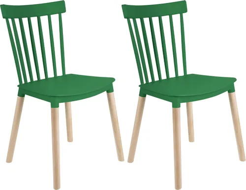 Vista 11 de DSW - Sillas de comedor de plástico modernas sin brazos con patas de madera para estar, dormitorio, cocina, comedor, sala de espera, restaurantes