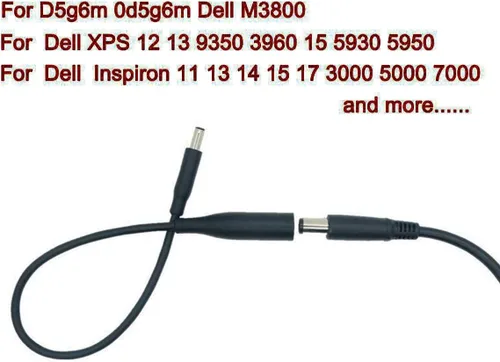 Vista 5 de Cable convertidor de punta para Dell 45 W, 65 W, 90 W, conector de punta dongle, adaptador de cable de alimentación para laptop Dell para D5g6m