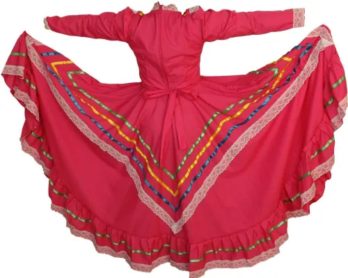 Vista 2 de Vestido tradicional mexicano Jalisco Vestido Tipico Mexicano Mujer Talla L Rosa