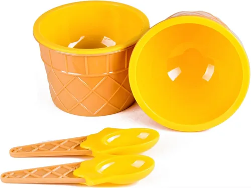 Vista 7 de Green Direct Copas de yogur congelado de helado de Sundae de plástico con cucharas - Cuencos de postre para helado (240)