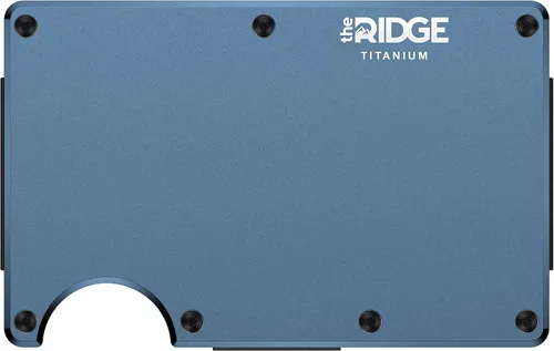 Vista 2 de The Ridge Cartera delgada minimalista para hombre, Cobalto mate (titanio), Minimalista