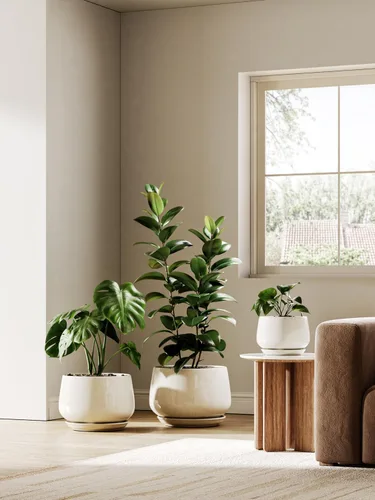 Vista 6 de LE TAUCI Macetas de cerámica, juego de 2, macetas de 10 + 12 pulgadas, macetas elegantes para plantas de interior, maceta resistente con orificio