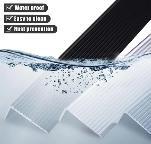 Vista 5 de ZIMGOD Tira protectora de borde de metal, borde antideslizante para escaleras, umbral de tira de transición en forma de L, borde de vinilo laminado
