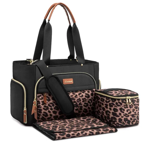 Vista 12 de LOVEVOOK Bolsa para extractor de leche, juego de 3 piezas, bolsa de trabajo para mamá que amamanta con bolsillo para computadora portátil de 15 Negro