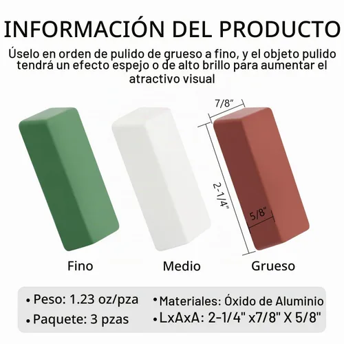 Vista 2 de SCOTTCHEN Mini Compuestos de corte para pulir 4 onzas - Verde Fino/Blanco Medio/Rojo Grueso - Paquete de 3