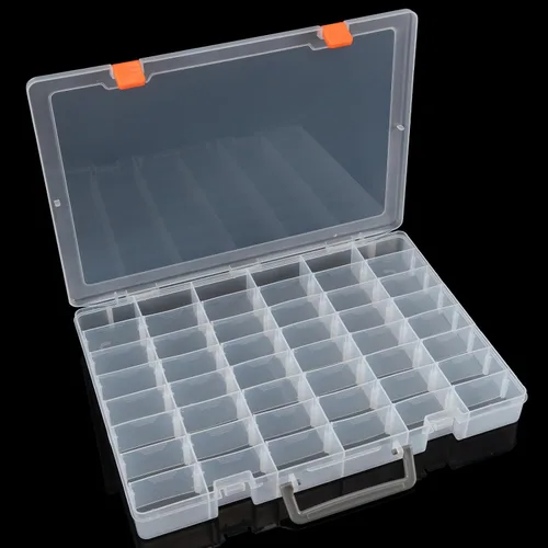 Vista 7 de Caja organizadora grande de plástico transparente de 48 rejillas con Transparente: 1 unidad