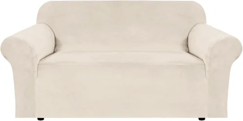 Vista 27 de H.VERSAILTEX Fundas de terciopelo elástico para sofá de dos plazas, fundas para sofá de 2 cojines para sala de estar, fundas deslizables con correas