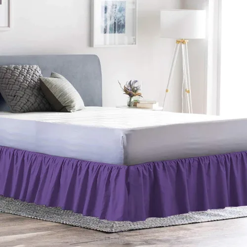 Vista 12 de Falda de cama individual negra para falda de cama con volantes con caída de 16 pulgadas, tela de tres lados ajustable con volantes suaves y sedosos