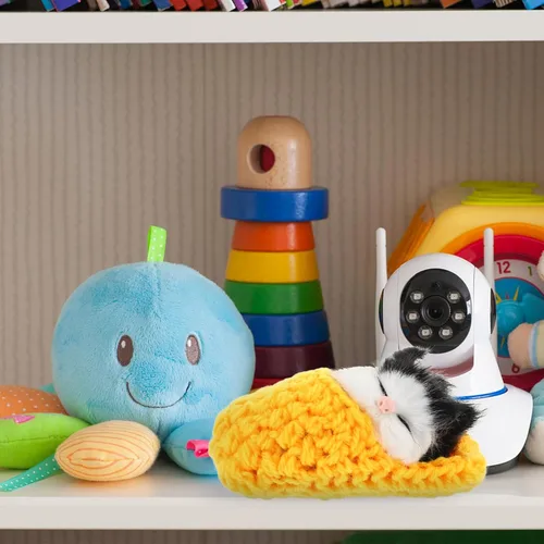 Vista 9 de Ciieeo Gato dormido en zapatilla de juguete con sonidos de maullidos mini gatito en decoración de zapatos para niños y niñas para fiestas de Navidad