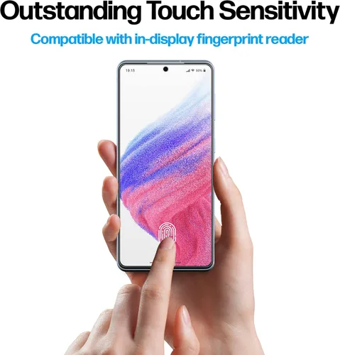 Vista 5 de Power Theory Protector de pantalla de vidrio templado diseñado para Samsung Galaxy A53 5G [dureza 9H], kit de fácil instalación, 99% HD libre