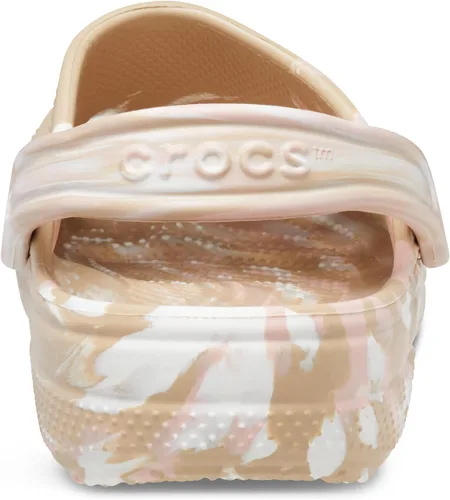 Vista 6 de Crocs - Zueco clásico unisex teñido con efecto mármol, Chai/rosa, talla 12 de EE. UU. para hombre