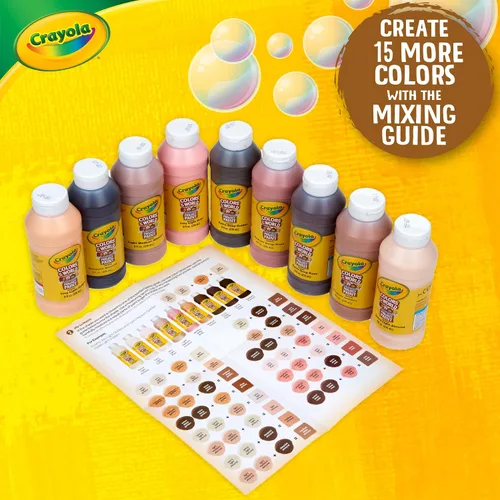 Vista 3 de Crayola Colors Of The World - Pintura lavable, 8 onzas (9 unidades), pintura a granel en tono de piel, suministros de arte y manualidades