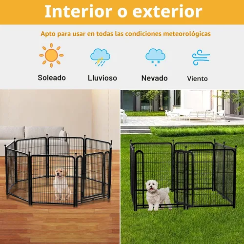 Vista 6 de Getlay Corralito para perros de 24 pulgadas de alto, 16 paneles de valla para perros al aire libre para patio. Corralito de metal resistente