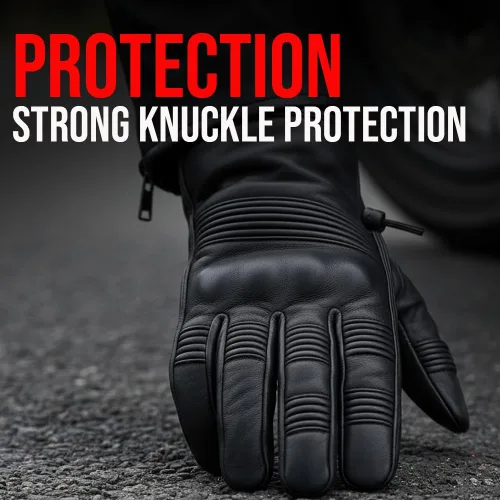 Vista 8 de Jackets 4 Bikes Guantes de cuero para motocicleta para hombres y mujeres, pantalla táctil, acolchado de gel, protección de nudillos y palma, guantes
