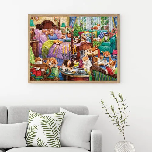 Vista 2 de Anatolian Puzzle - Perritos en el dormitorio, rompecabezas de 1000 piezas, #1143