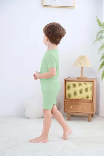 Vista 6 de GUISBY Pijama corto suave de rayón para bebés, niños y niñas, conjunto de 2 piezas
