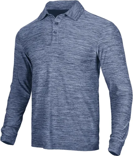 Vista 17 de NAVISKIN Camisas polo para hombre, de secado rápido, UPF 50, manga larga y corta, que absorben la humedad