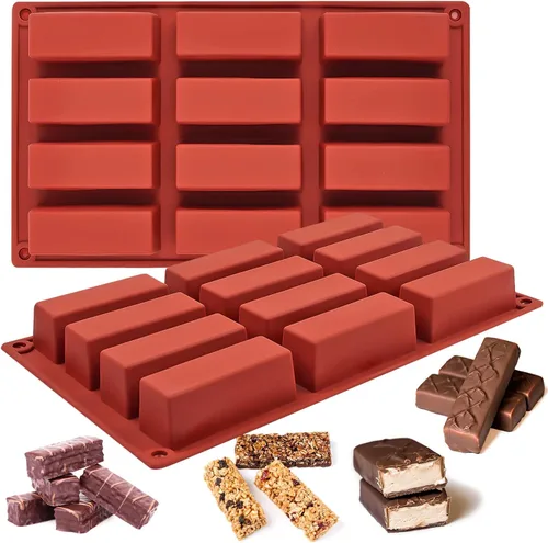 Vista 4 de JOERSH Molde de barra de granola, molde rectangular de silicona para barra de caramelo profundo para hornear barras energéticas de chocolate