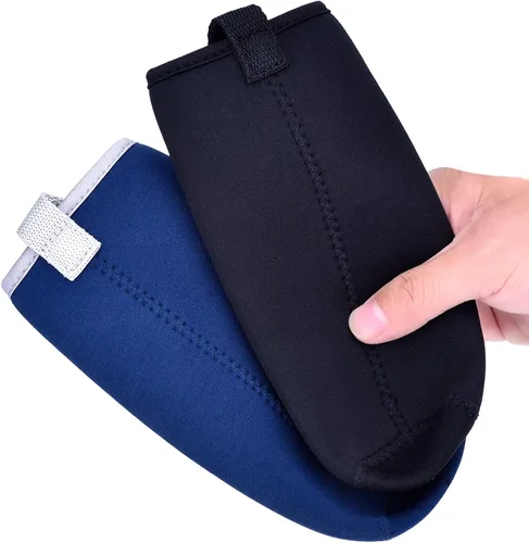 Vista 7 de Paquete de 2 fundas de neopreno para botellas de agua de 18 a 19.4 onzas, fundas antideslizantes para botellas con correa de transporte, fundas