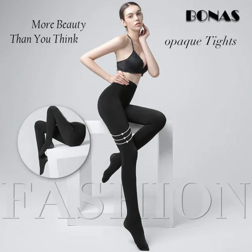 Vista 6 de BONAS Medias con pies de talla grande Paquete de 3 medias rectas con entrepierna tamaño Queen, medias transparentes y opacas, para mujeres gorditas