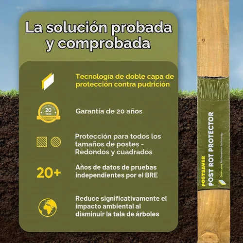 Vista 7 de Postsaver Pro-Wrap grande Paquetes de 5 Se adapta a postes cuadrados de 5 x 5 a 6 x 6 pulgadas y redondos de 6 a 7 pulgadas Protector de valla