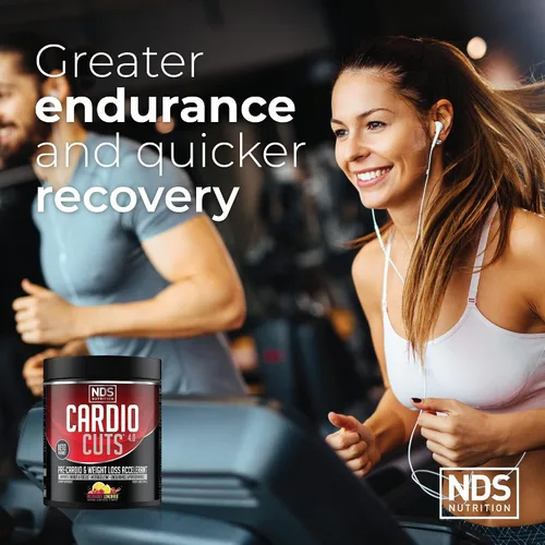 Vista 9 de Cardio Cuts NDS Nutrition 4.0 Razz Lemonade (40 porciones) y censor nutricional NDS (90 cápsulas blandas)