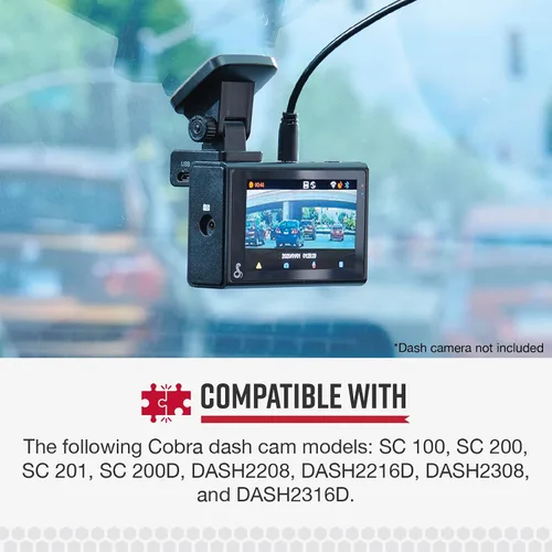 Vista 6 de Cobra Kit de cable micro USB de 2.5 A para cámaras de tablero de la serie SC, cable de 15 pies, permite el modo de estacionamiento y funciones