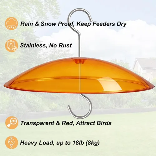 Vista 6 de 8" Mini Cubierta contra la Lluvia para Alimentador/Casa de Aves - Naranja Amarillo Pequeña Protección Cúpula Contra Lluvia/Nieve/Sol - Diámetro 20CM