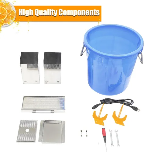 Vista 7 de Exprimidor de naranjas comercial de 120 W, extractor eléctrico automático de cítricos (20 naranjas/minuto) Exprimidor vertical de limón de 110 V