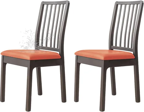 Vista 9 de Dimatic Juego de 2 fundas de asiento para silla, de piel sintética, impermeables, fundas elásticas para sillas de comedor, fundas protectoras