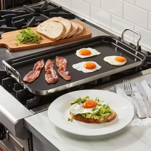 Vista 3 de Cuisinart MultiClad Pro - Plancha antiadherente de doble quemador inoxidable de triple capa de 10 x 18 pulgadas