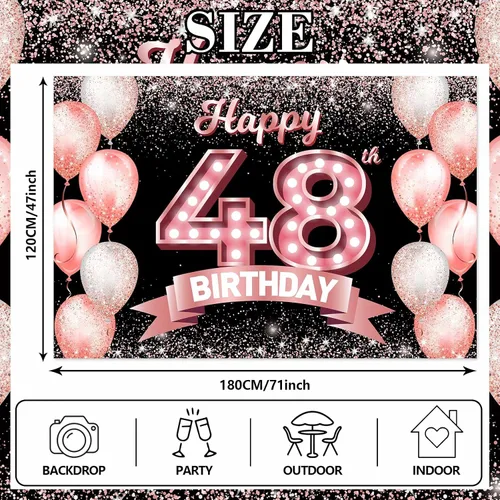 Vista 39 de Cartel de feliz cumpleaños décimo oro rosa, telón de fondo, saludos a 10 años, globos de confeti, decoración temática para niñas de 10 años