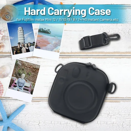 Vista 7 de Funda rígida para cámara instantánea Fujifilm Instax Mini 99/12/11/10/9/8/7+/40, bolsa de transporte protectora EVA con correa para el hombro (A)