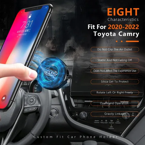 Vista 2 de BEERTE Soporte de teléfono para automóvil para Toyota Camry 2021-2024, fuerte soporte magnético para teléfono, rotación de 360 °, ventilación