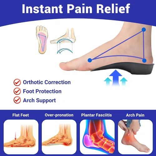 Vista 5 de Plantillas para fascitis plantar, plantillas de soporte de arco de 3/4 de longitud para mujeres y hombres, inserciones de zapatos para pies planos