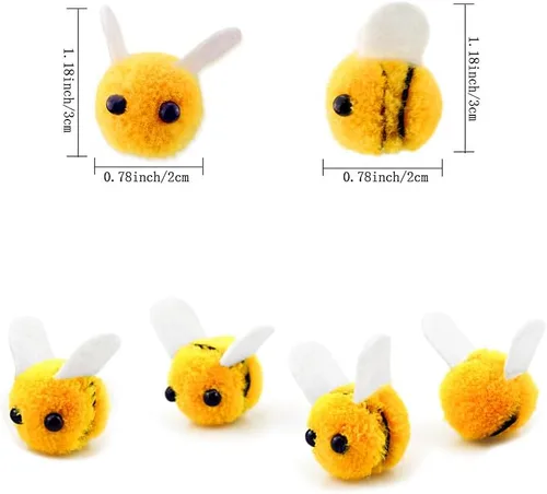 Vista 2 de SaktopDeco 28 piezas de fieltro de lana de abejas para manualidades, decoración de felpa de abeja para abeja, decoración de revelación de género